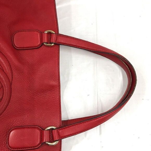 Gucci Soho Tassel Leather Tote Double Handle Shoulder Bag Red - Picture 6 of 12
